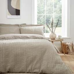 Pineapple Elephant Tamba Jersey Stripe Reversible Natural Duvet Cover & Pillowcase Set - thumbnail 1