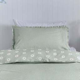 Daisy Gingham Ruffle Trim Duvet Cover and Pillowcase Set - thumbnail 6