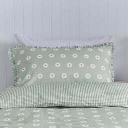 Daisy Gingham Ruffle Trim Duvet Cover and Pillowcase Set - thumbnail 5
