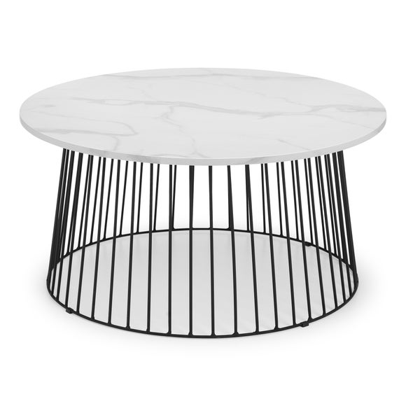 Broadway Round Coffee Table, White Faux Marble - image 1