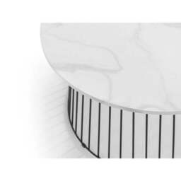 Broadway Round Coffee Table, White Faux Marble - thumbnail 5