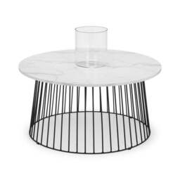 Broadway Round Coffee Table, White Faux Marble - thumbnail 3
