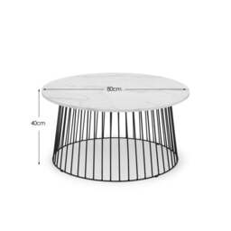 Broadway Round Coffee Table, White Faux Marble - thumbnail 6