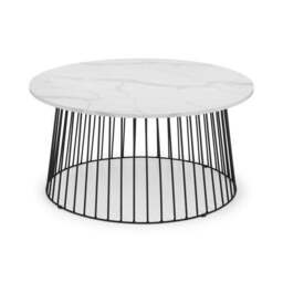Broadway Round Coffee Table, White Faux Marble - thumbnail 2
