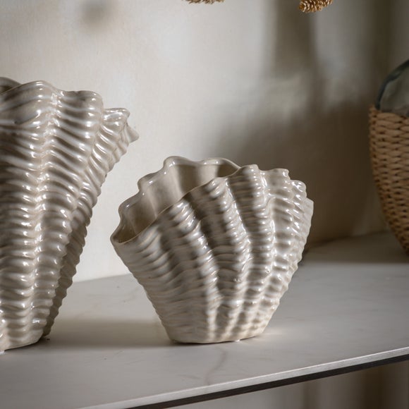Ribbed Shell Ceramic Vase - image 1