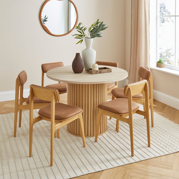 Lucin Travertine Effect 4 Seater Round Dining Table - image 1