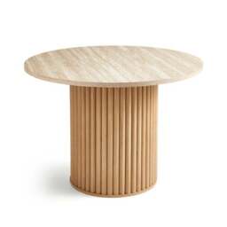 Lucin Travertine Effect 4 Seater Round Dining Table - thumbnail 6