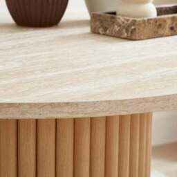 Lucin Travertine Effect 4 Seater Round Dining Table - thumbnail 3