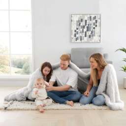 Cuddly Faux Fur Supersize Family Throw Blanket 245cm x 280cm - thumbnail 1