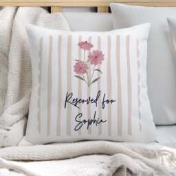 Personalised Floral Stripe Square Cushion - thumbnail 3