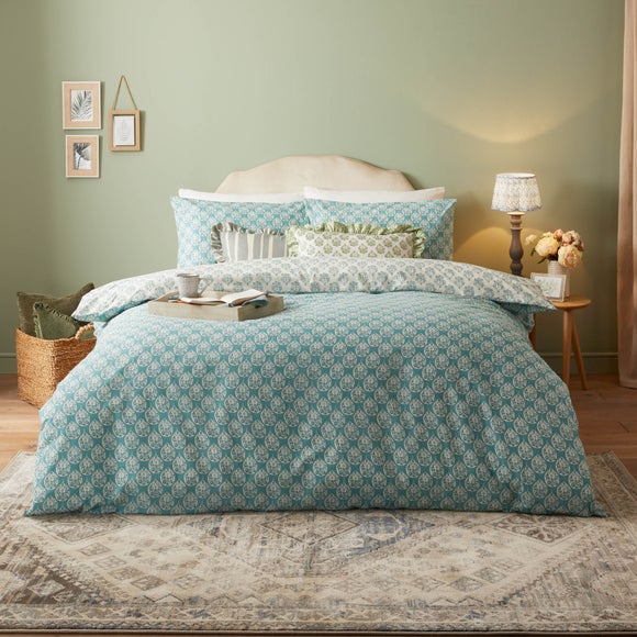 Riviera Krissa Block 144 Thread Reversible Duvet Cover & Pillowcase Set - image 1