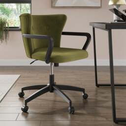 Eliza Olive Velvet Office Chair - thumbnail 1