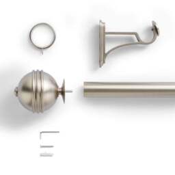 Traditional Ball Fixed Metal Curtain Pole with Rings - thumbnail 2