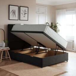 Luxury Side Ottoman Bed Frame, Tweed - thumbnail 2