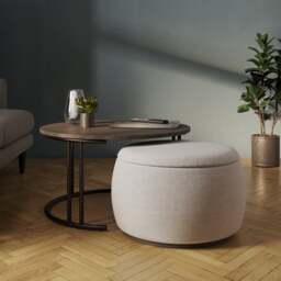 Bryant Upholstered Pouffe Coffee Table Nest - thumbnail 1