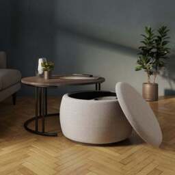 Bryant Upholstered Pouffe Coffee Table Nest - thumbnail 2