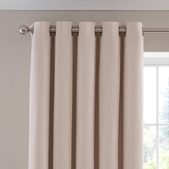 Soft Chenille Herringbone Eyelet Curtains - image 1