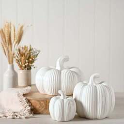 Country Living White Ceramic Pumpkin Ornament - thumbnail 4