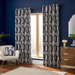 Alvin Geometric Jacquard Eyelet Curtains - thumbnail 2