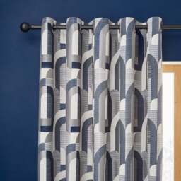 Alvin Geometric Jacquard Eyelet Curtains - thumbnail 1