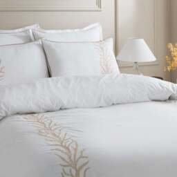 Embroidered Leaf Trail Microfibre Duvet Cover & Pillowcase Set - thumbnail 6