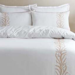 Embroidered Leaf Trail Microfibre Duvet Cover & Pillowcase Set - thumbnail 5