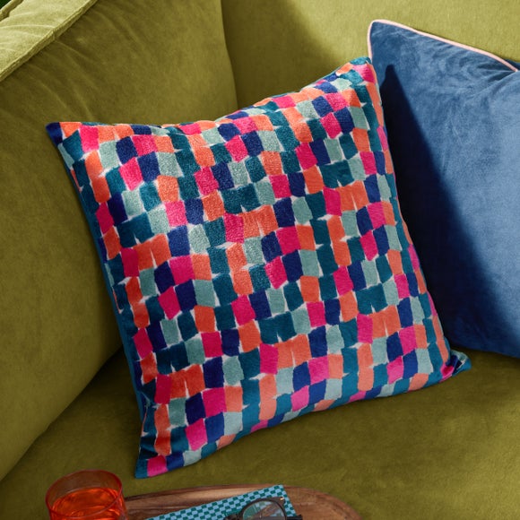 Furn. Metro Blocks Velvet Square Cushion - image 1