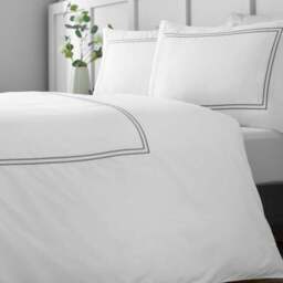 Catherine Lansfield So Soft Mono Satin Stitch Duvet Cover & Pillowcase Set - thumbnail 3