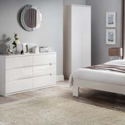 Manhattan Wide 6 Drawer Chest, White - thumbnail 1