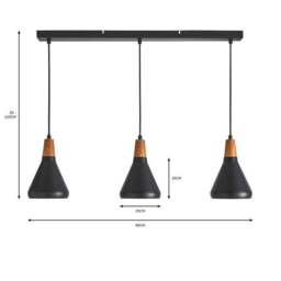Elements Wolston 3 Light Diner Ceiling Light - thumbnail 6