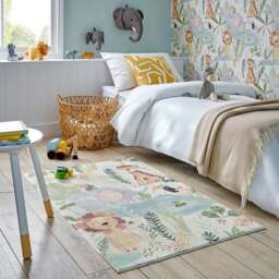 Jungle Friends Washable Faux Fur Rug - thumbnail 1