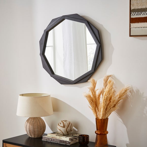 Black Mango Wood Octagonal Wall Mirror - image 1
