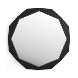 Black Mango Wood Octagonal Wall Mirror - thumbnail 2