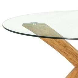 Xavi 4 Seater Round Dining Table, Glass and Oak - thumbnail 4