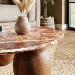 Buffie Coffee Table, Marble and Mango Wood - thumbnail 2
