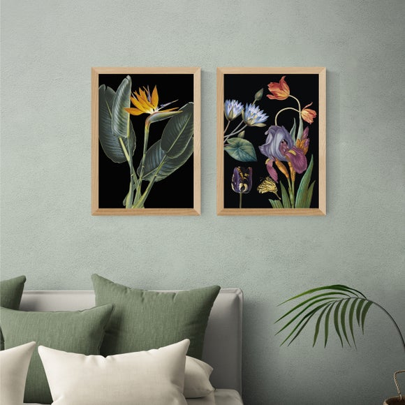 East End Prints Set of 2 Dark Florals Prints - image 1