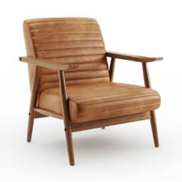 Quinn Faux Leather Wooden Arm Accent Chair - thumbnail 2