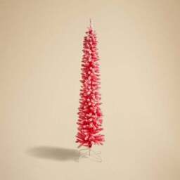 6 5ft Pre-lit Flocked Slim Pink Christmas Tree - thumbnail 3