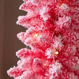 6 5ft Pre-lit Flocked Slim Pink Christmas Tree - thumbnail 2