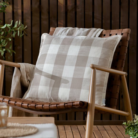 Yard Chesil Check Outdoor Cotton Square Cushion Cover - image 1
