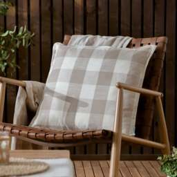 Yard Chesil Check Outdoor Cotton Square Cushion Cover