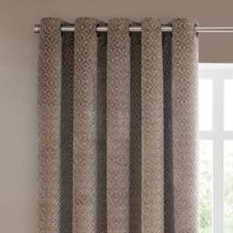 Diamond Geometric Velvet Eyelet Curtains - thumbnail 1