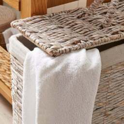White Wash Wicker Slimline Laundry Basket - thumbnail 2