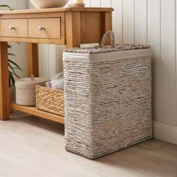 White Wash Wicker Slimline Laundry Basket - thumbnail 1