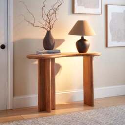Ludo Kidney Shaped Console Table, Mango Wood - thumbnail 2