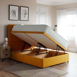 Luxury Side Ottoman Bed Frame, Linen - thumbnail 2