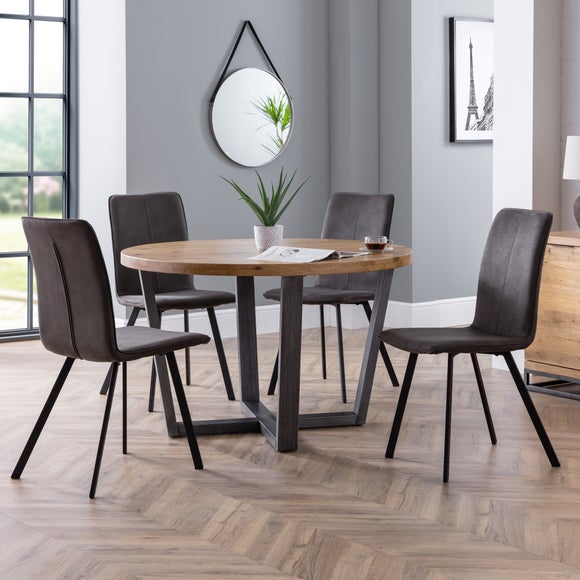 Monroe Set of 2 Dining Chairs, Charcoal Faux Linen - image 1