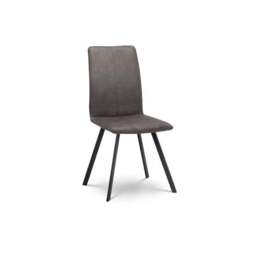 Monroe Set of 2 Dining Chairs, Charcoal Faux Linen - thumbnail 2
