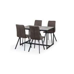 Monroe Set of 2 Dining Chairs, Charcoal Faux Linen - thumbnail 4