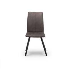 Monroe Set of 2 Dining Chairs, Charcoal Faux Linen - thumbnail 3